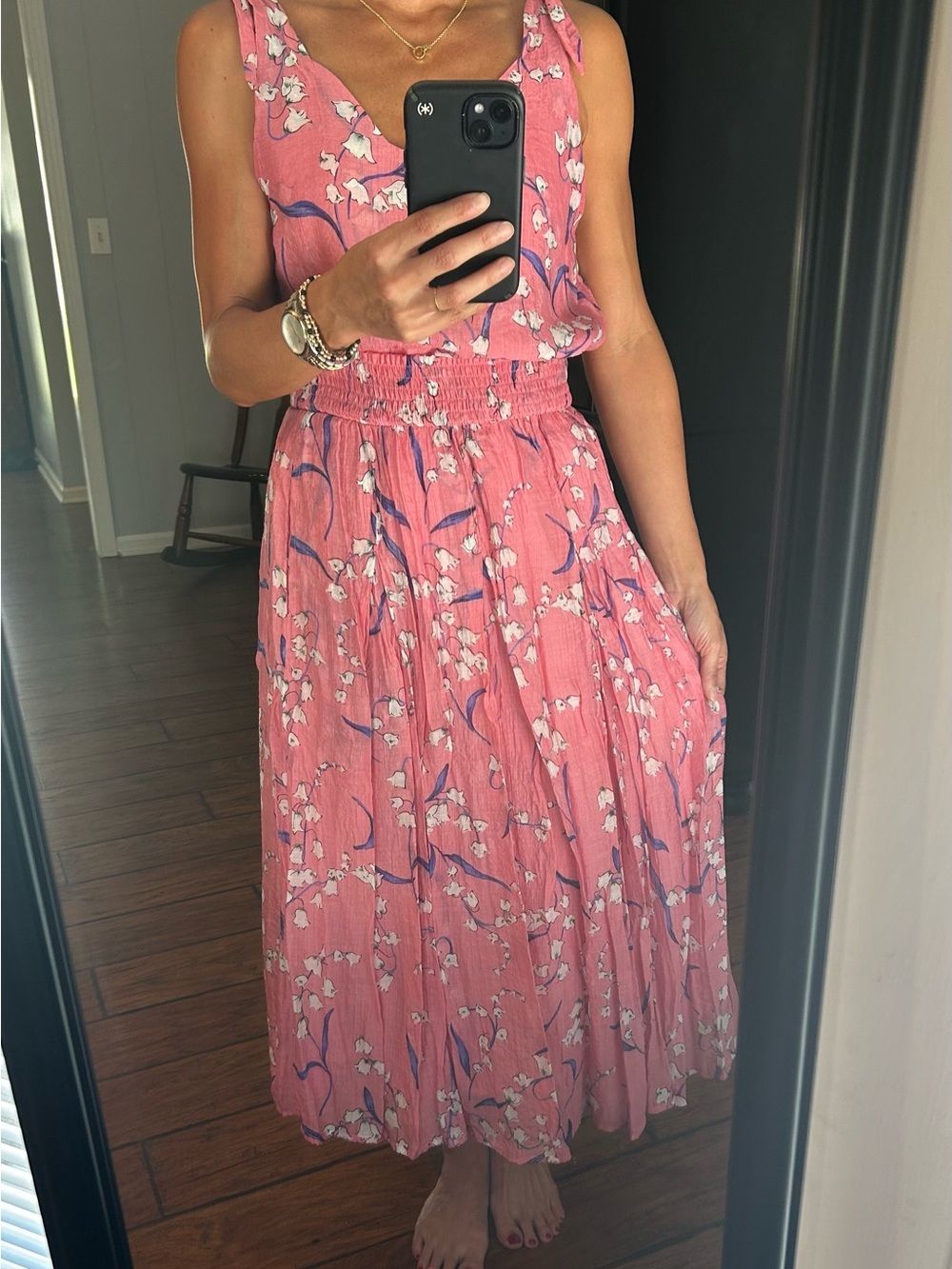 Buru Pink Floral Sleeveless Midi Skirt Set